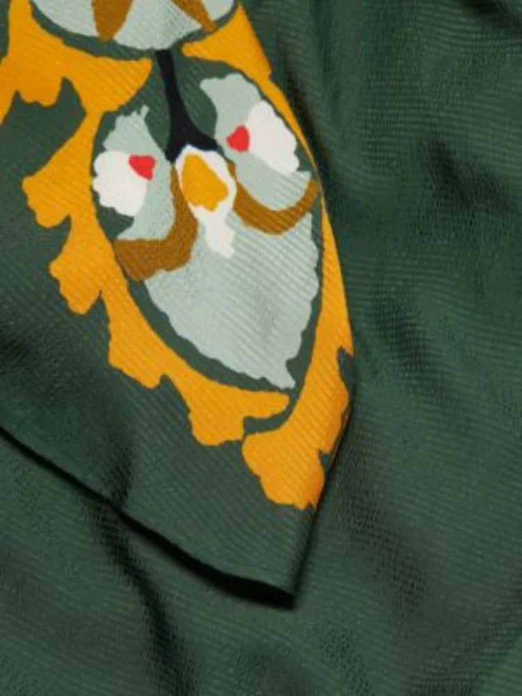 Dark Green Printed Maxi Dress