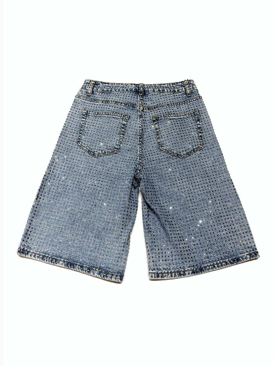 Light Blue Denim Sparkling Shorts