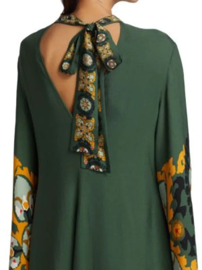 Dark Green Printed Maxi Dress