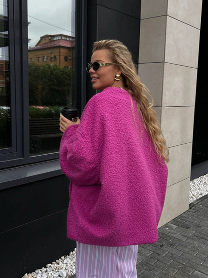 Collarless Long Sleeve Cardigan