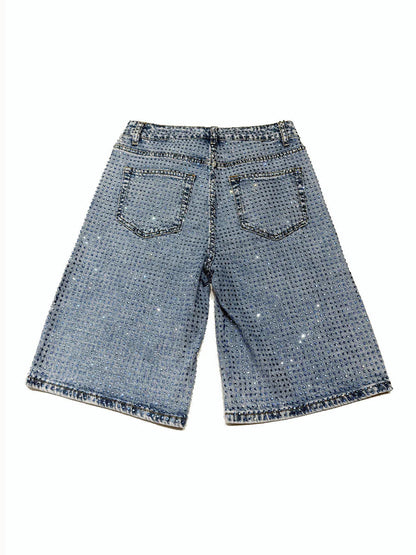 Light Blue Denim Sparkling Shorts