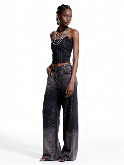 Black Rhinestone Jeans